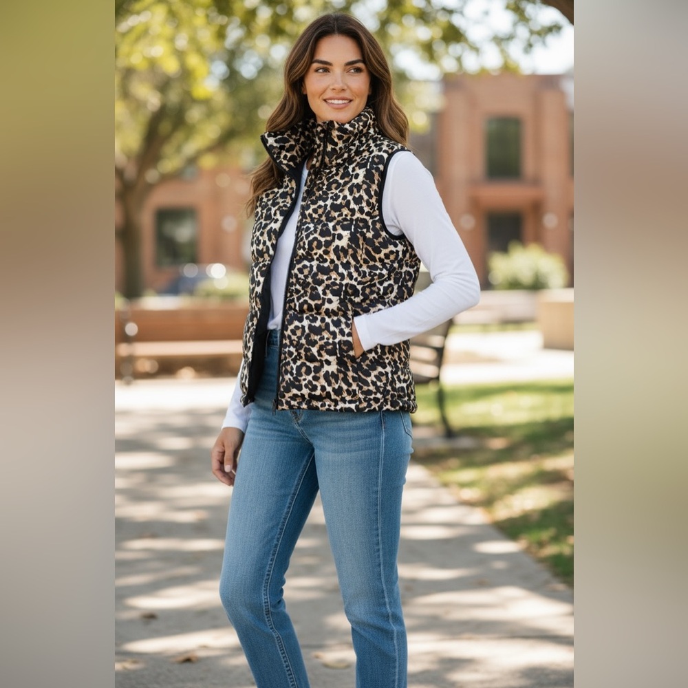 Pink Lily Leopard Print Vest